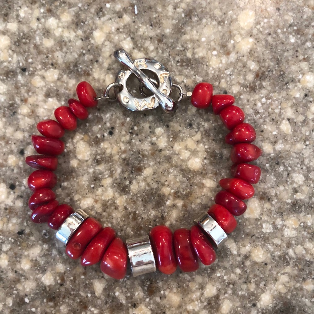 Robert Lee Morris Red Coral and S.S. Bracelet